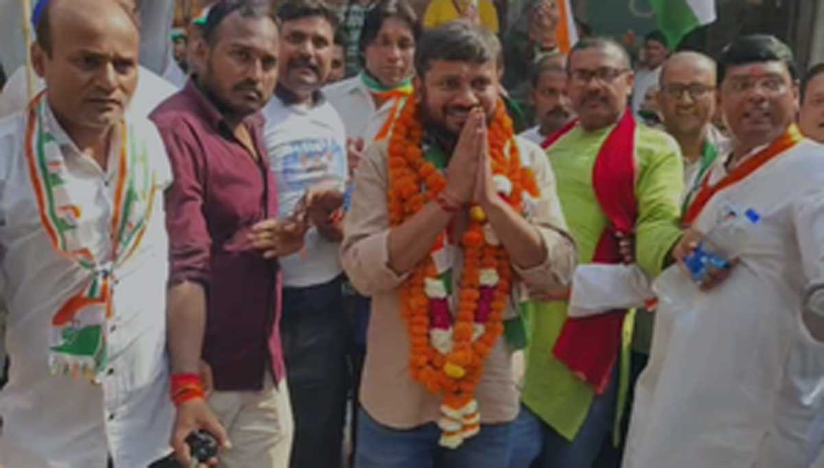 उत्तर-पूर्वी लोकसभा सीट से कांग्रेस प्रत्याशी कन्हैया कुमार ने निकाली पदयात्रा